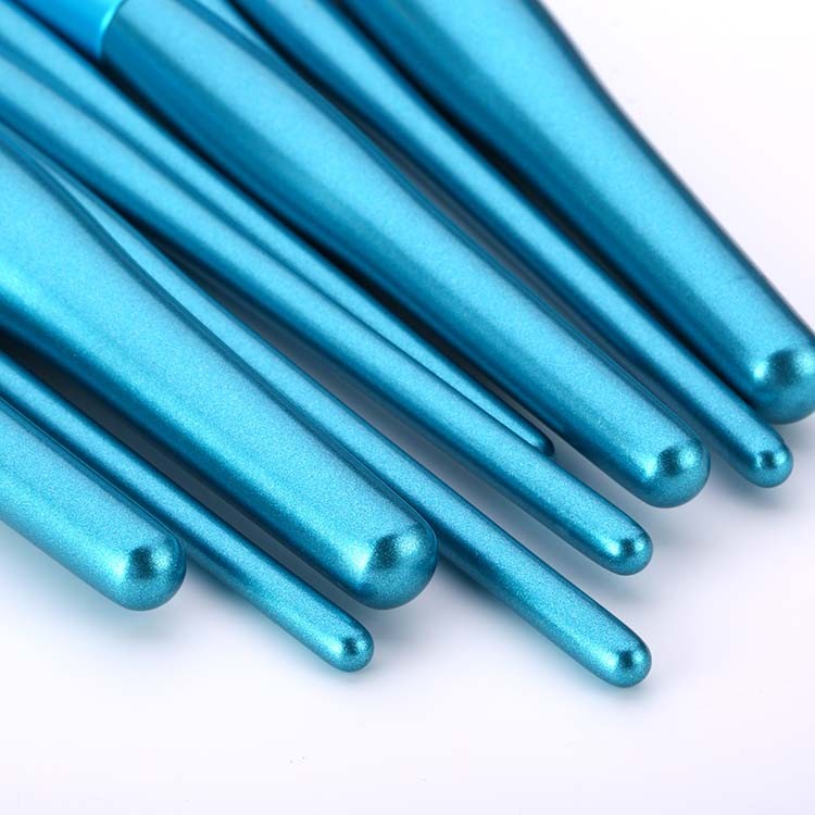 High Quality Basic Blue Flat Contour Makeup Brush Set
