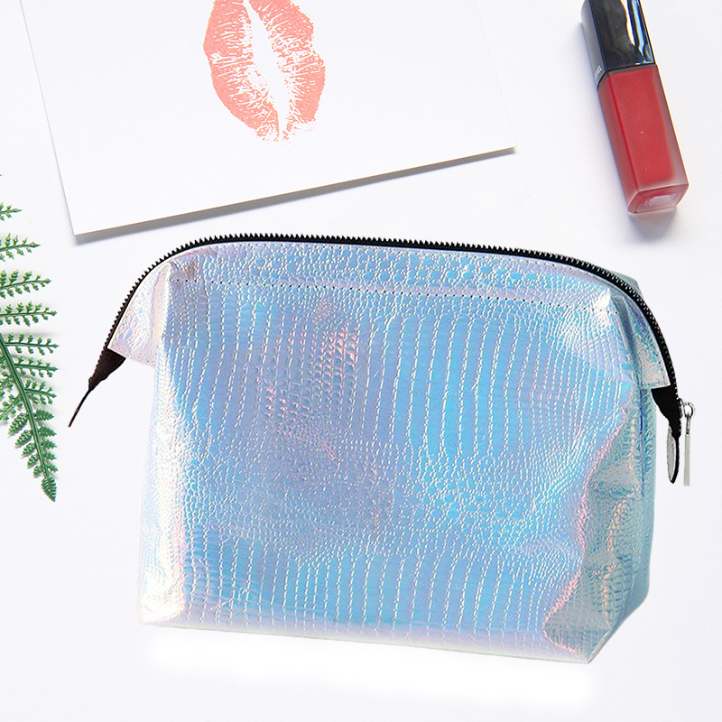 Holographic Makeup Bag Cosmetic Shiny Rainbow Pouch Portable Hand Bag Colorful Laser Iridescent Pouch