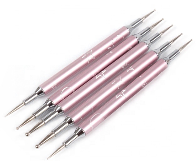 Dual Ended Pink Professional Nail Tools Multi-function Nail Dotting Brush