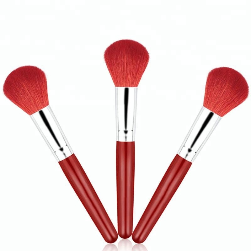 High Quality Red Makeup Face Soft Powder Brush with Synthetic Hair