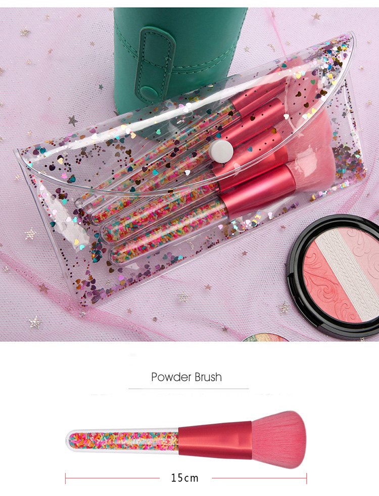 OEM plastic handle glitter makeup brushes manufacturers china
