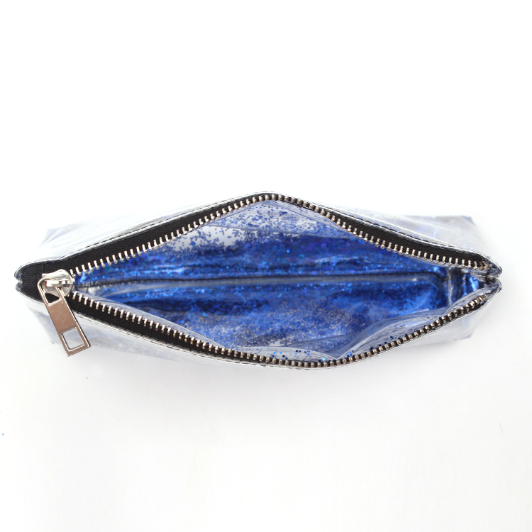 Transparent Make Up Bag Clear Glitter Cosmetic Storage Bag Zipper Sequins Quicksand Pouch