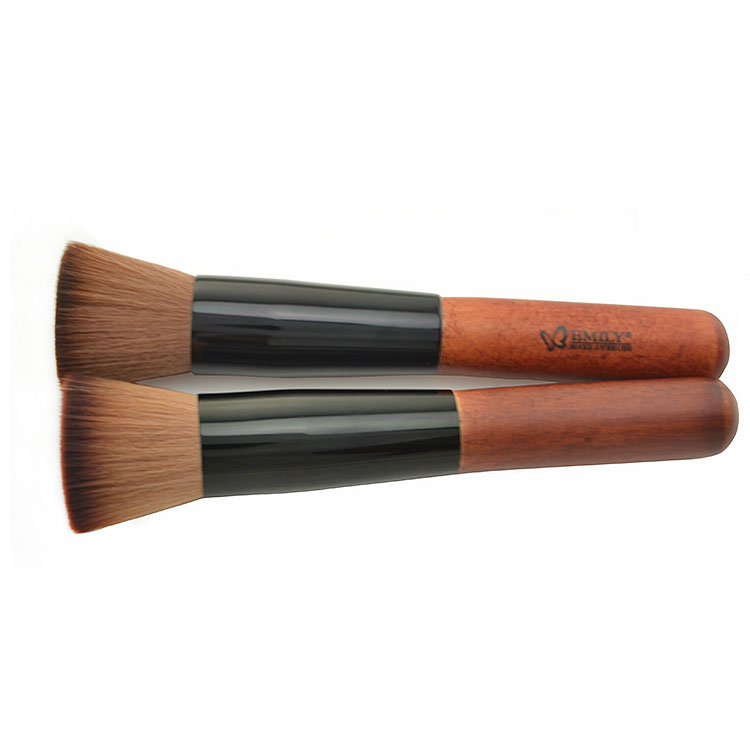 Best Private Label Wooden Synthetic Hair Flat Foundation Makeup Brush