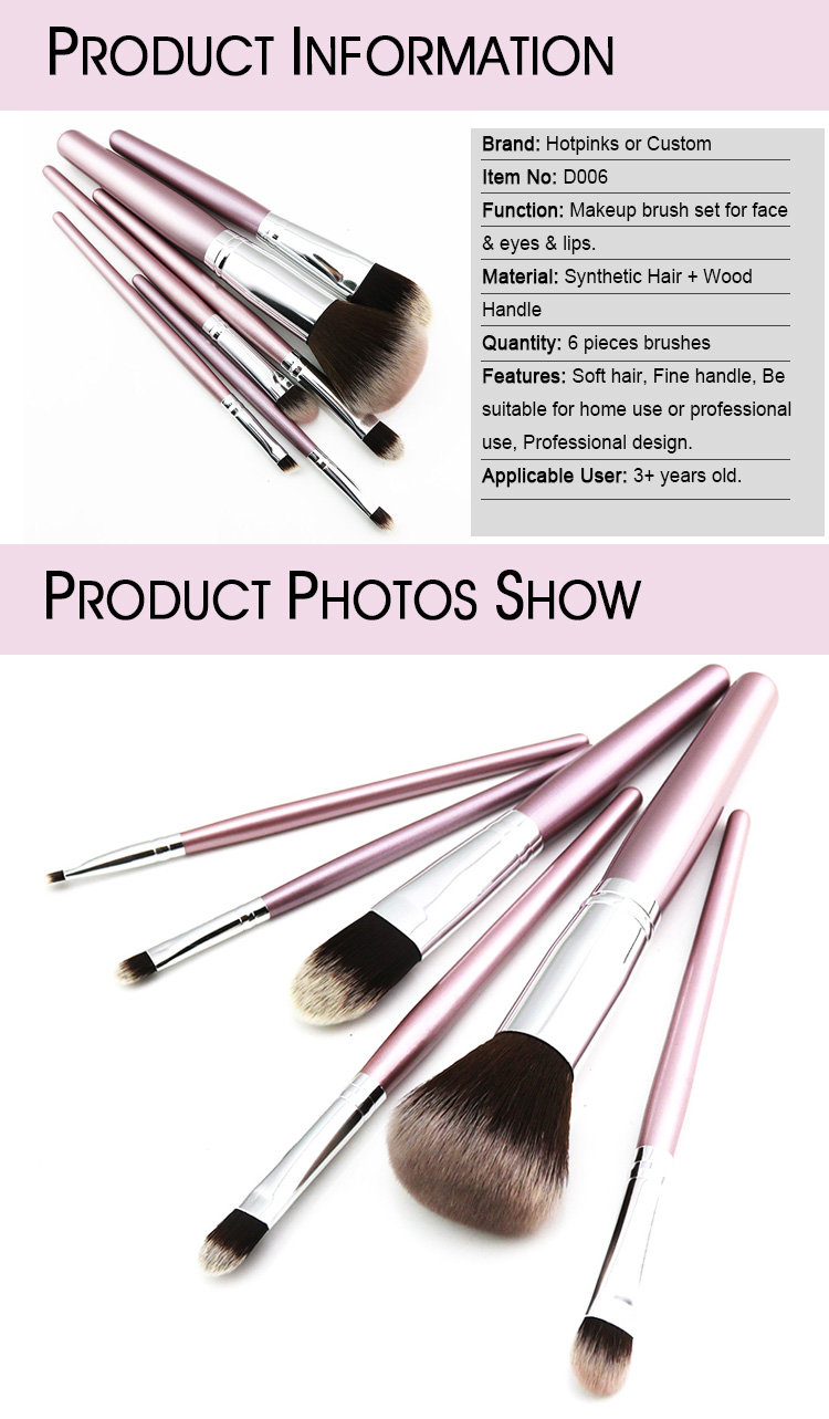 6PCS High Quality Kabuki Makeup Brushes OEM factory wholesale Cosmetic Make Up Brushes Set
