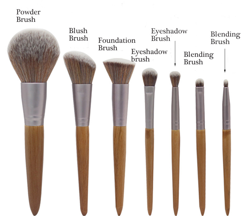 Factory Price Pro 7pcs Original Size Makeup Tools Synthetic Soft Brushes Set Make up Cosmetic with PU case