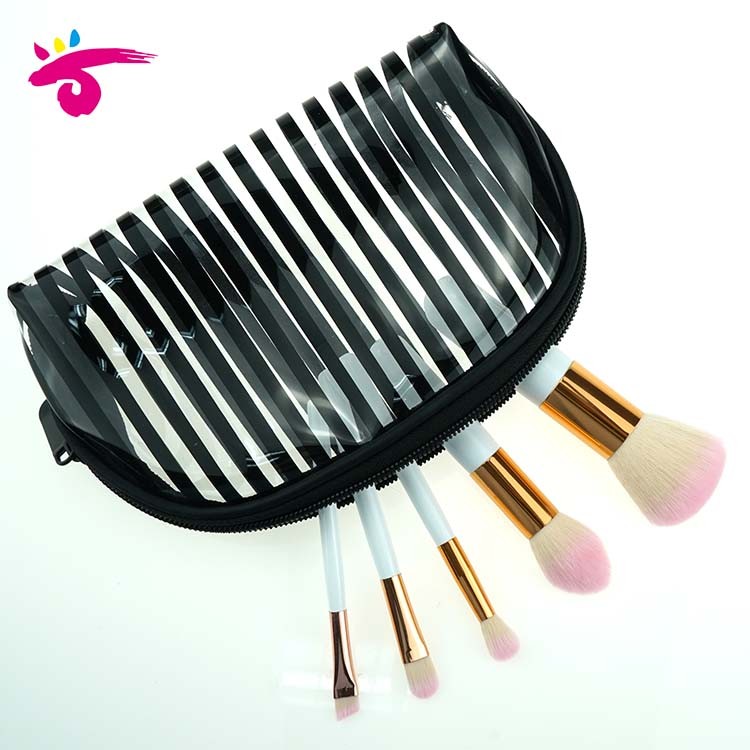 Synthetic hair aluminum ferrule 5pcs makeup brushes kit set with makeup brush box