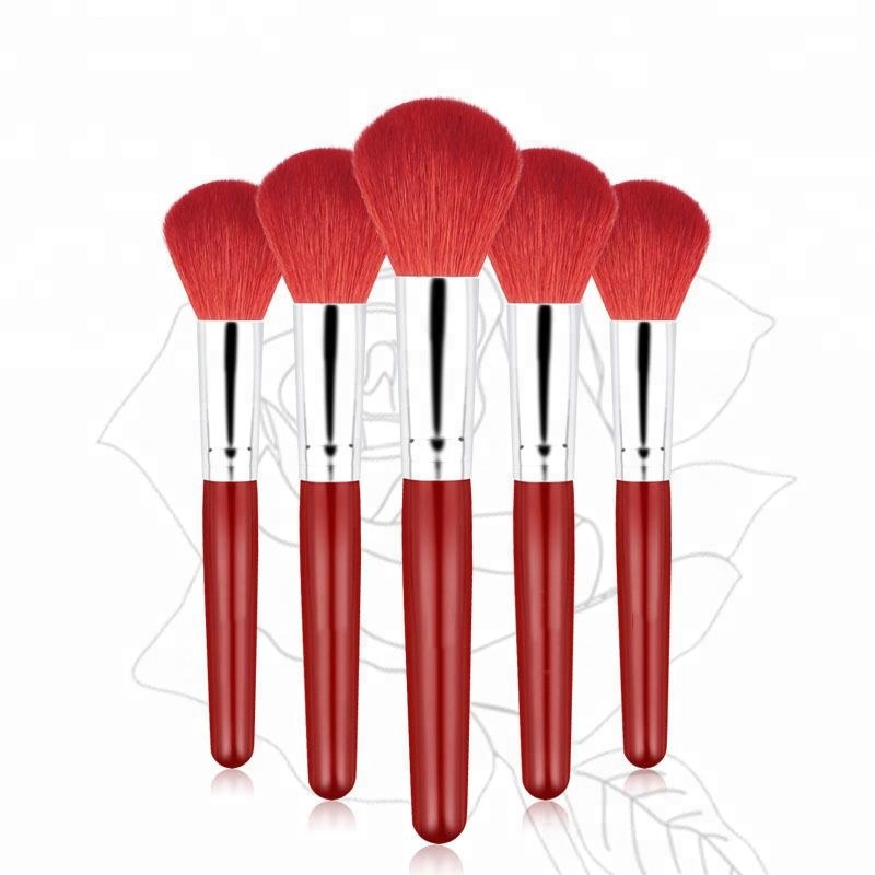 High Quality Red Makeup Face Soft Powder Brush with Synthetic Hair