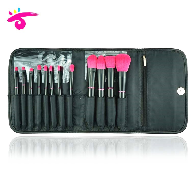 OEM Black Metal Makeup Brush Taklon Hair Cosmetic Tools Free Sample