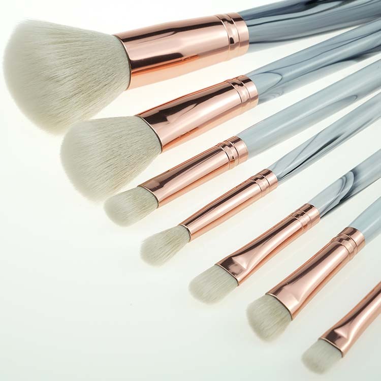 Factory Wholesales OEM 7pcs Marble Vegan Pravite Label Make up Brushes Makeup