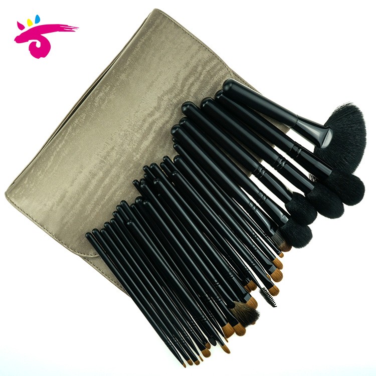 32Pieces Shenzhen Factory Professional Customized Black Cosmetic Brush Set Pouch