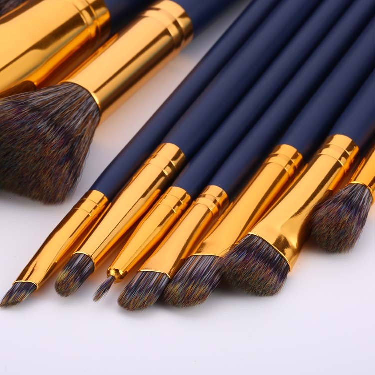 Wholesale synthetic hair wood handle 12pcs day makeup brushes with cosmetic bag