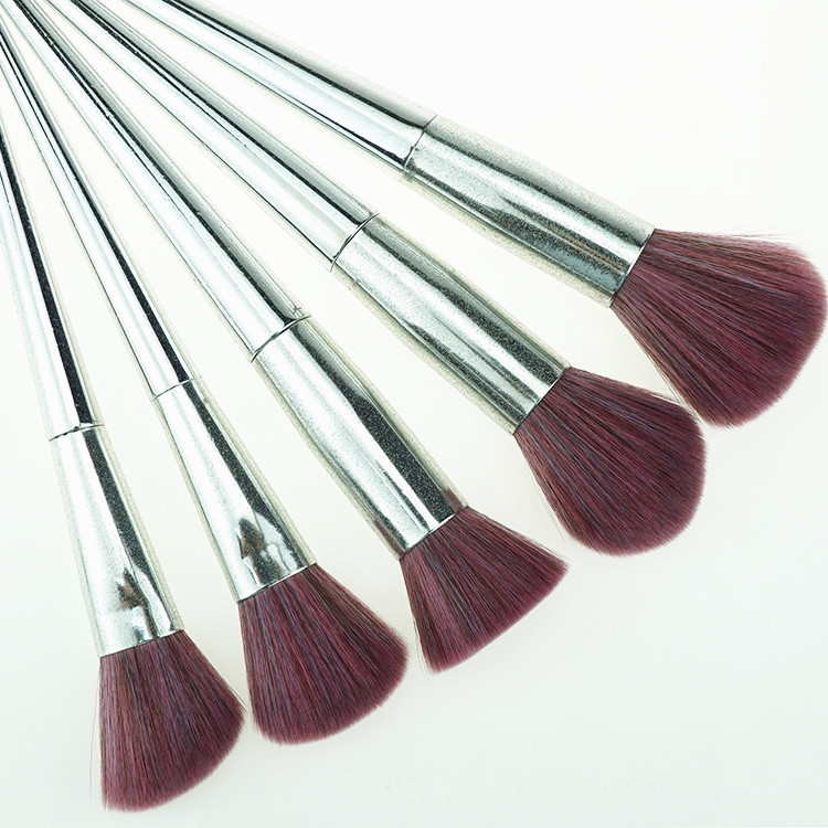 Hot Metallic Look Plastic Handle Glitter Cosmetic Brushes for Makeup