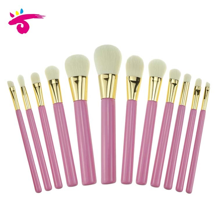 12 Pcs Pink Eyeshadow Brush Kabuki Cool Makeup Brushes Set
