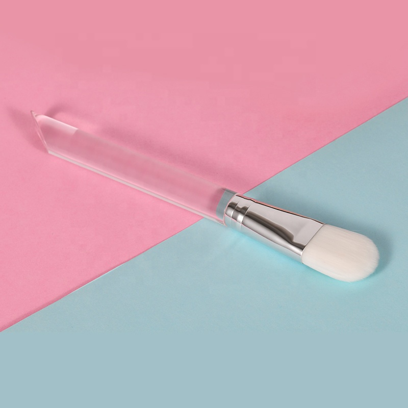 Transparent Plastic Makeup Foundation Brush Customized Single Make Up Brush Oval Foundation Brush