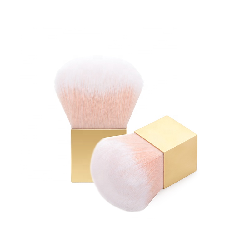 Private Logo Powder Brush Metal Base Large Gold Cosmetic Kabuki Brush