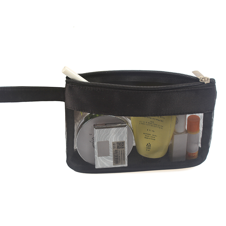 Zipper Makeup Mesh Bag Travel Cosmetic Pouch See Through Beauty Essentials Storage Bag