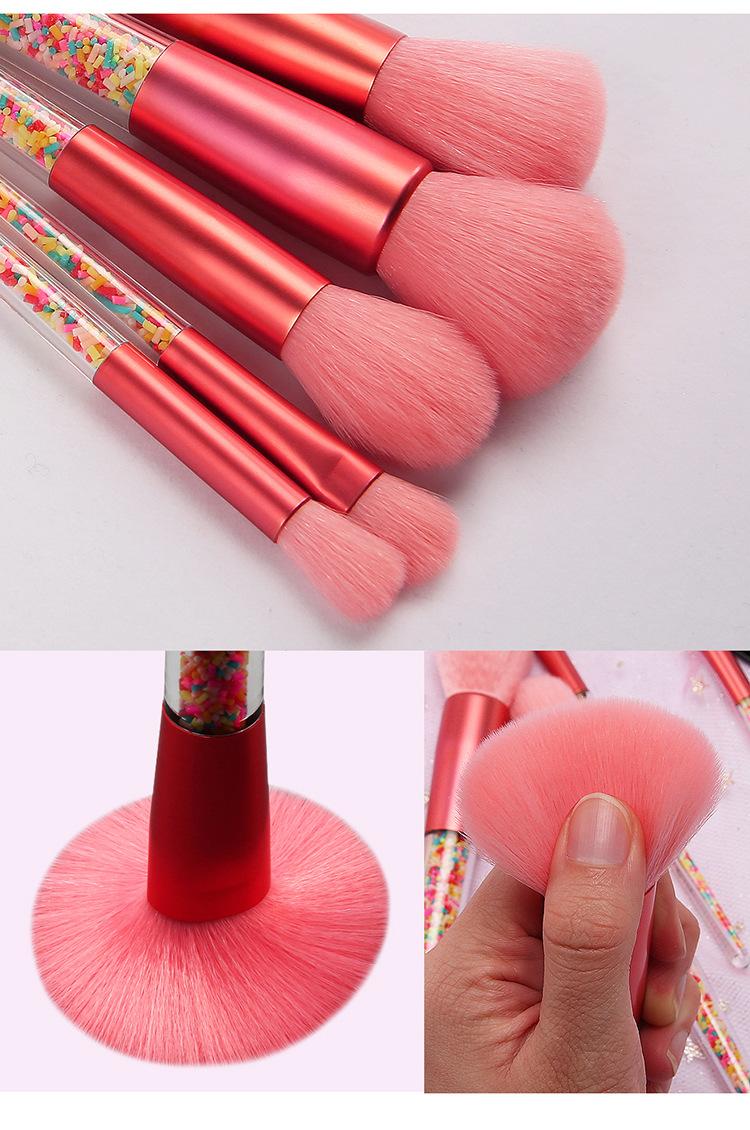 OEM plastic handle glitter makeup brushes manufacturers china