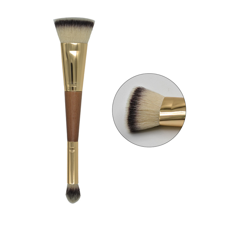 Custom double ended eyeshadow flat foundation makeup brush with synthetic hair