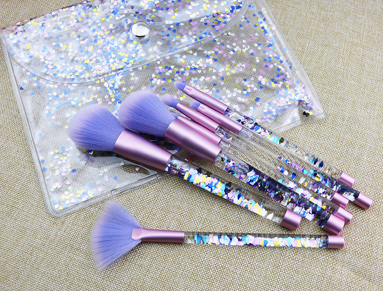 Wholesale New 7 PCS Professional Sequins Kabuki Paillette Cyrstal Liquid Glitter Makeup Brushes Set