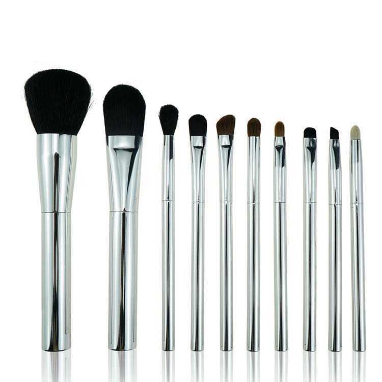 Beauty personal care metal handle makeup plastic cosmetics brush set