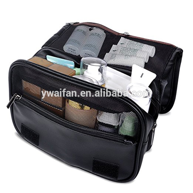 Toiletry Bag Hanging Toiletry Bag Makeup Bags PU Leather with Several Zipper Pockets