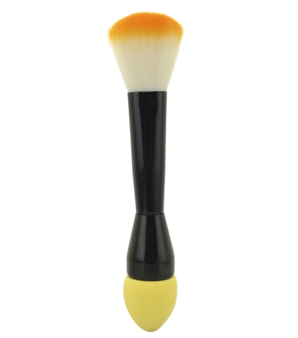 Private label double side yellow nylon fiber foundation makeup brush sponge brush for makeup