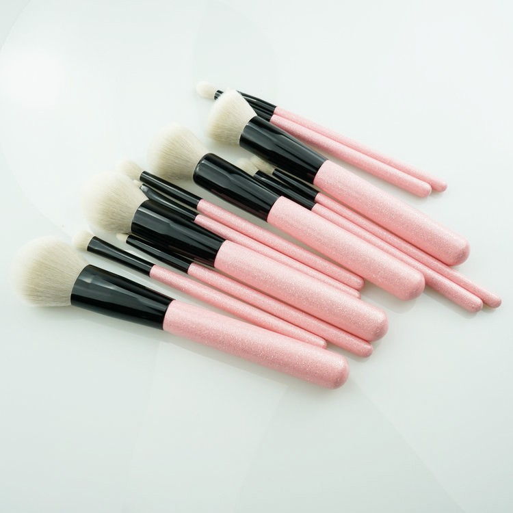 2018 New Fresh Pink Vegan Hair Bling Makeup Brush Set For Girls