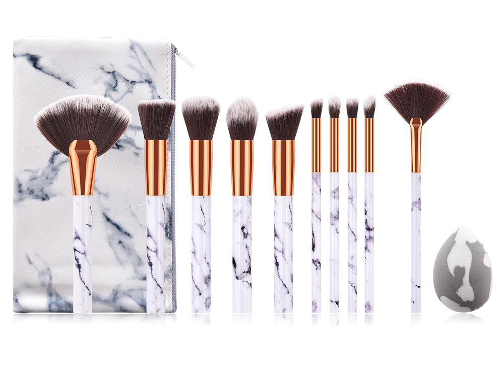 Hot Marble Make Up Sponge Puff Marble Makeup Brushes With PU Pouch
