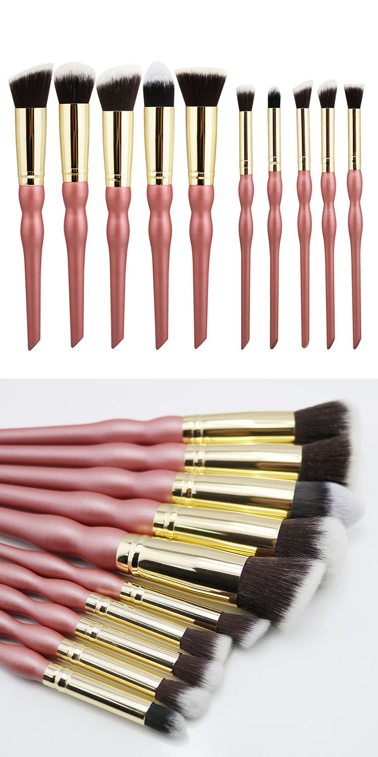 10pcs custom logo gourd shaped wooden synthetic makeup brush sets