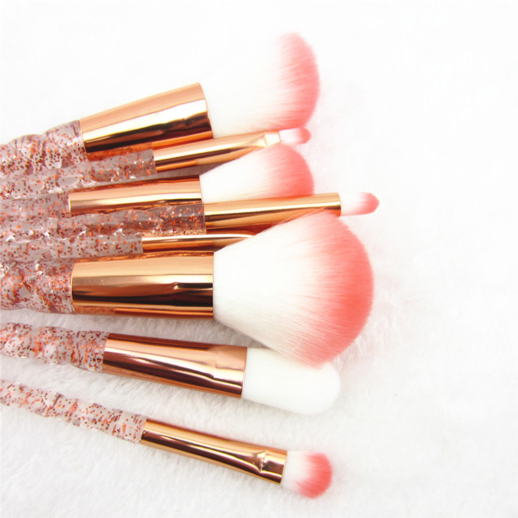 Transparent handle Glitter makeup Brush 8pcs cosmetic brush Facial Brush