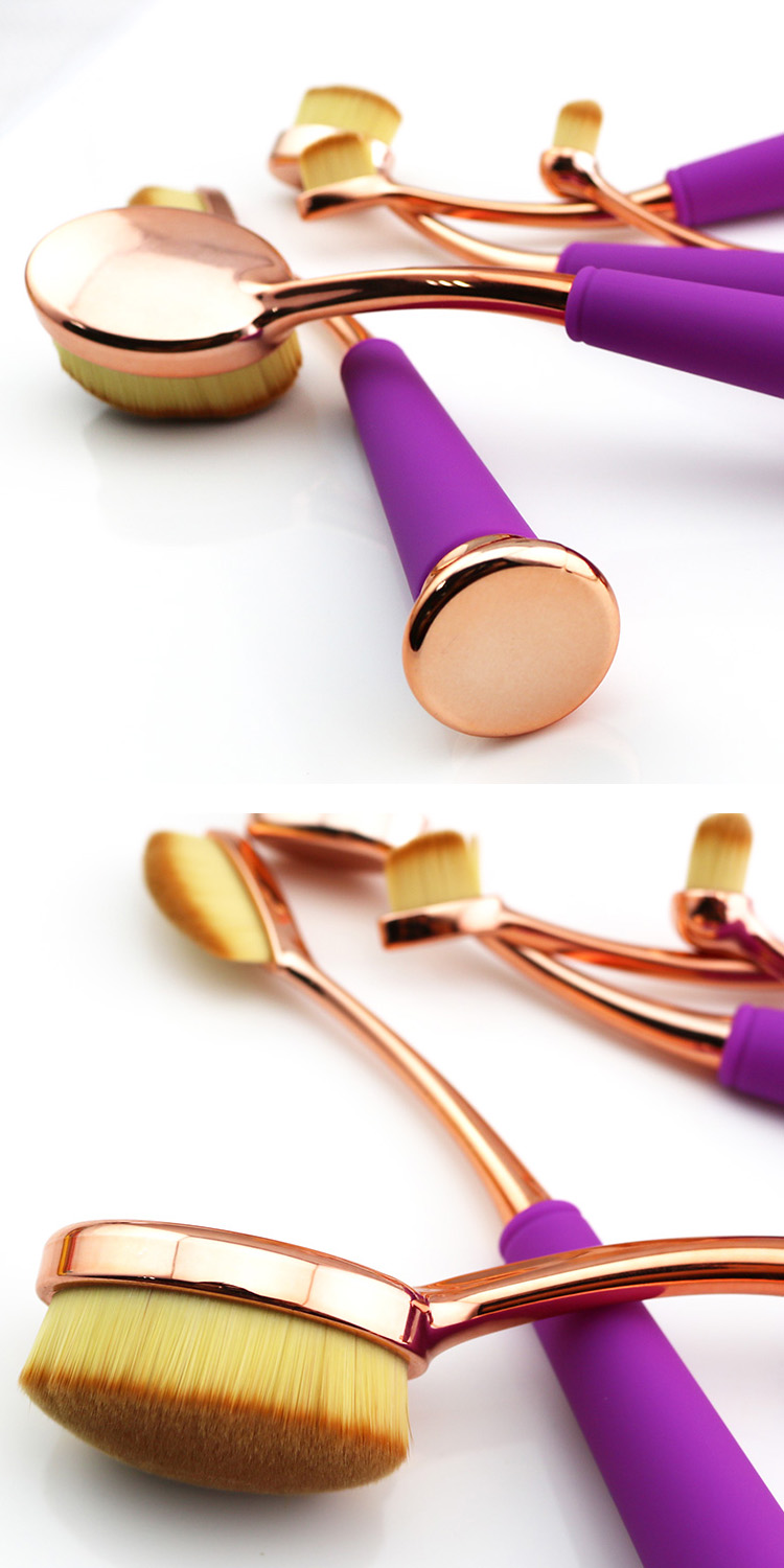 New 5 PCS Coloured Toothbrush Oval Shaped Makeup Brushes Set
