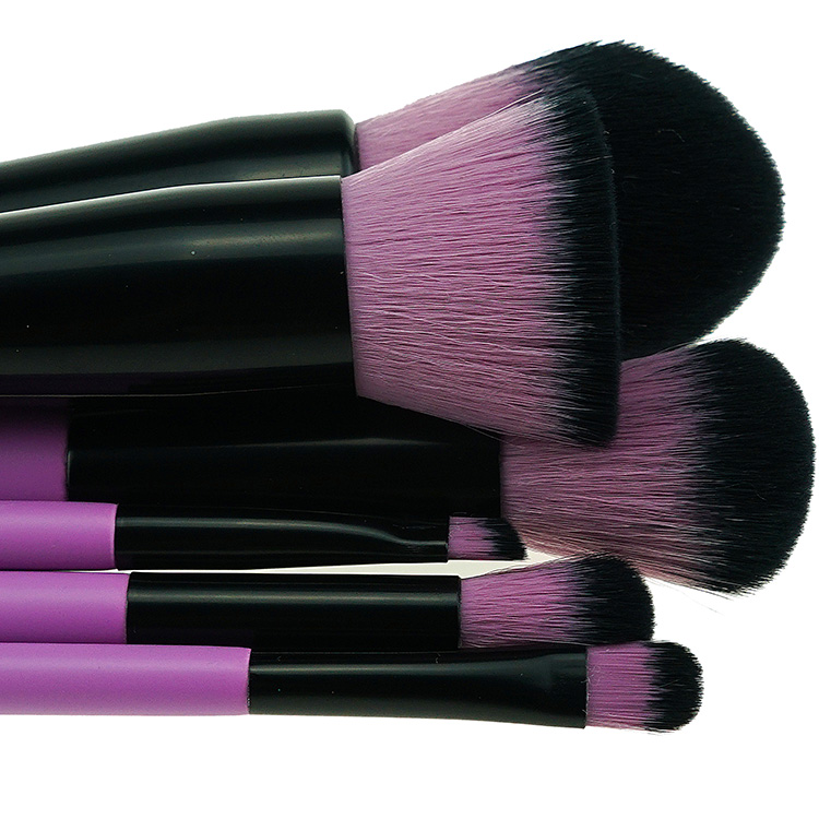 Two-toned Synthetic Mini Cosmetic Brush Kit With Brush Roll Private Label