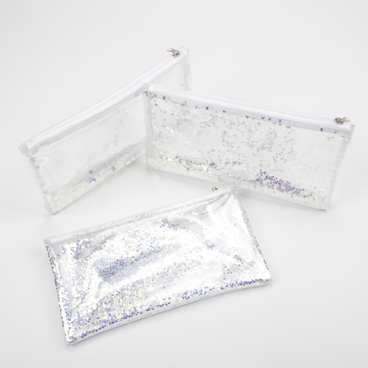Transparent Glitter Cosmetic Bag Zipper Glitter Makeup Bag Organizer Clutch
