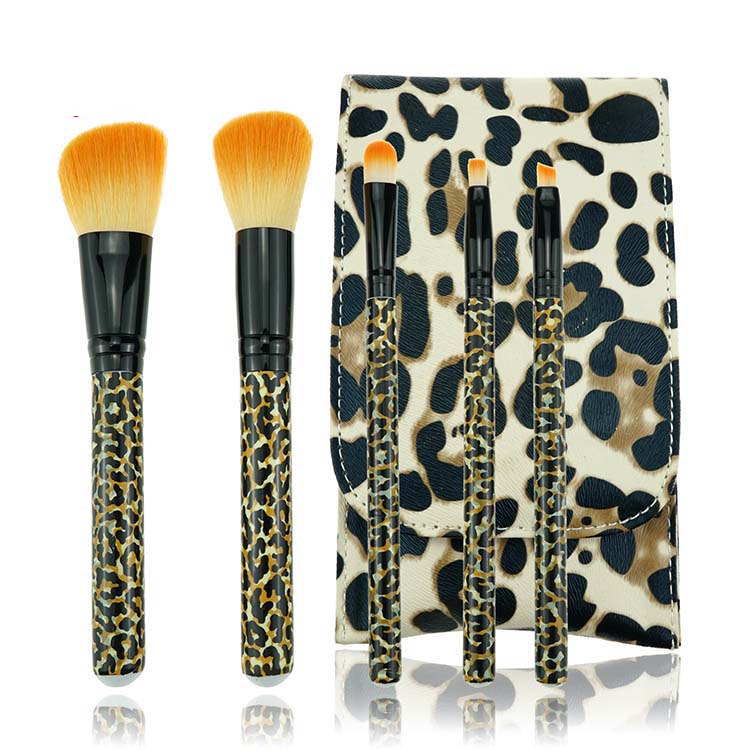 5PCS Leopard brushes makeup mini travel makeup brush set