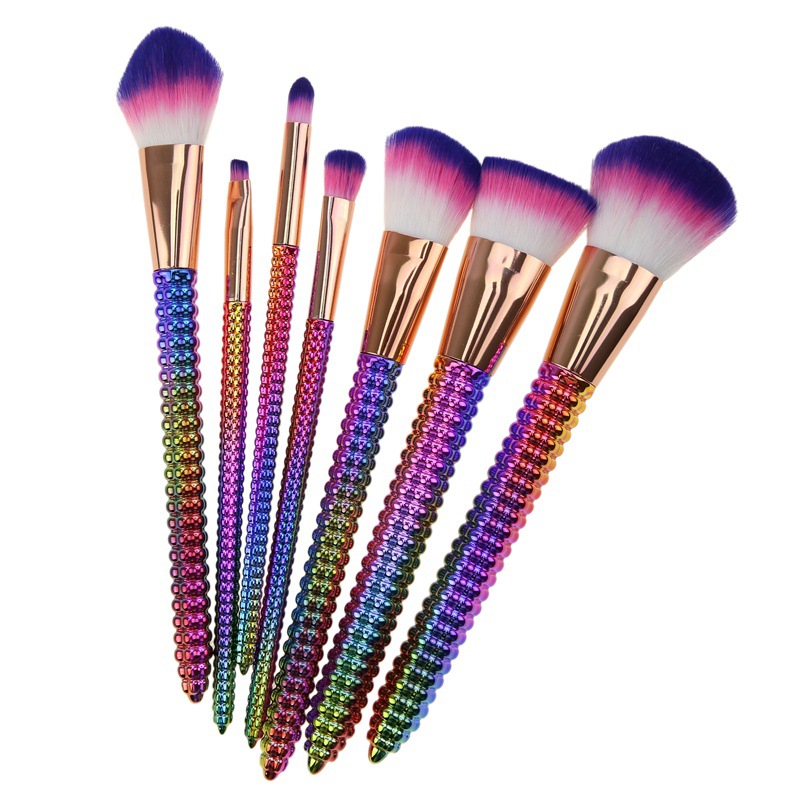 7pcs hot selling synthetic hair rainbow makeup brush set