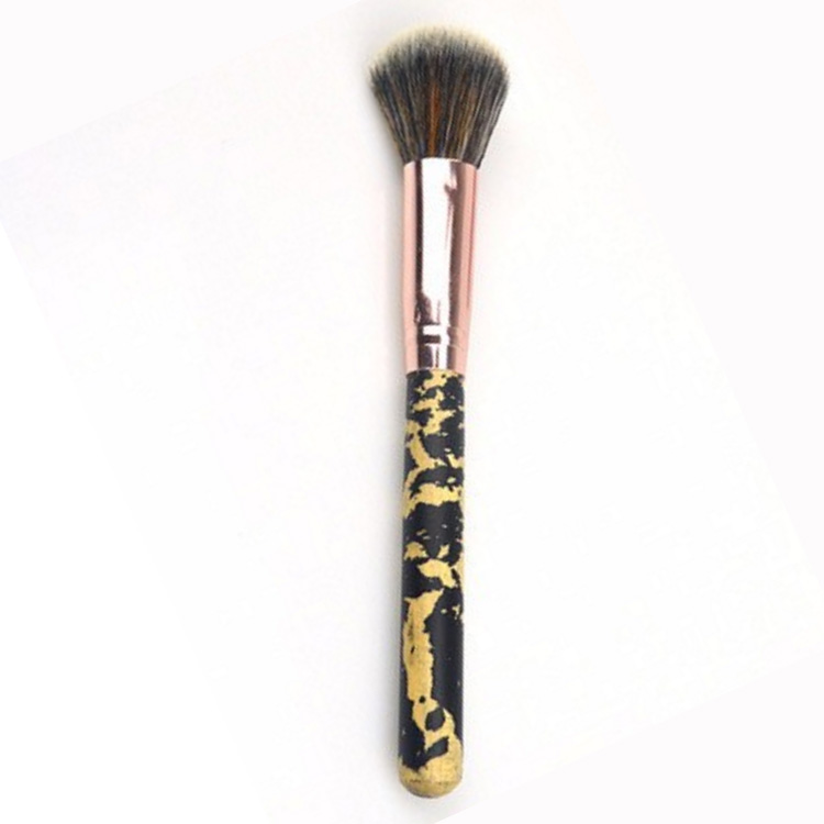 Vegan Hair Professional Makeup Brush Wooden Powder Brush Leopard Pattern Wood Blusher Brush