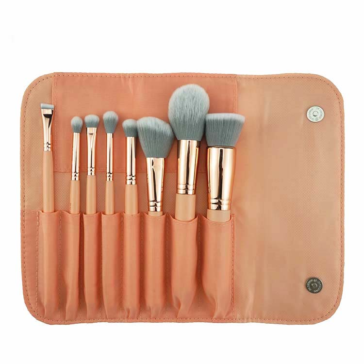 High Quality 8pcs Rose Golden New Flat Premium Makeup Brush Set With Bag