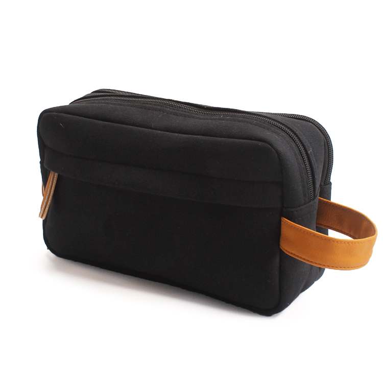 Mens Canvas Toiletry Bag Travel Bathroom Shaving Dopp Kit with Double Compartments