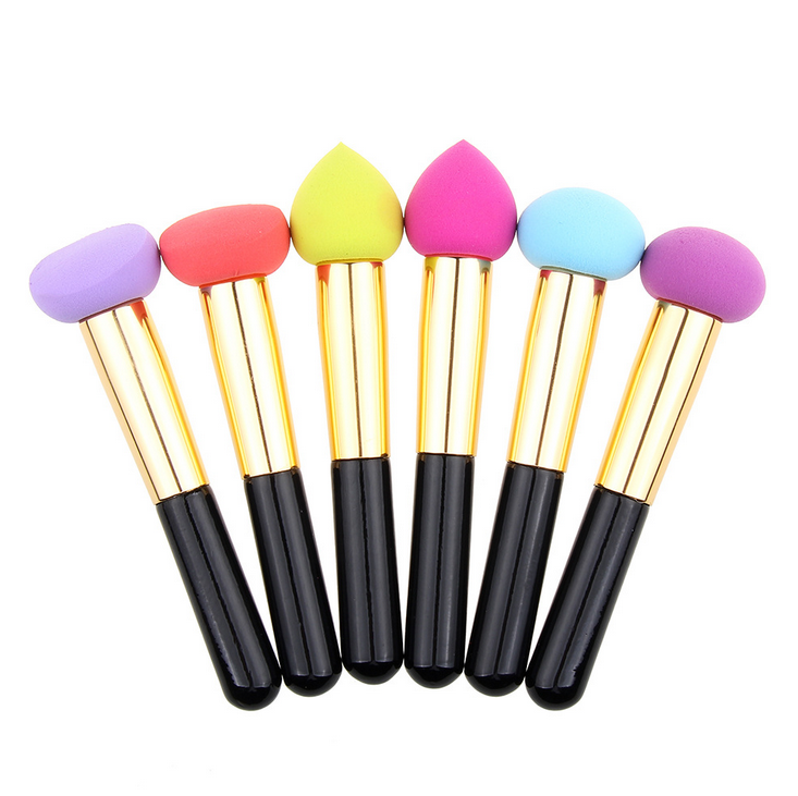 Beauty Applicator Makeup Sponge head with Wood handle and Aluminum ferrule Your Own Brand