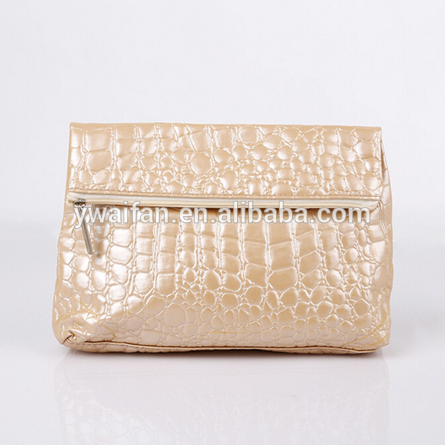 Stone Pattern PU Leather Zipper Makeup Travel Cosmetic Bag with button