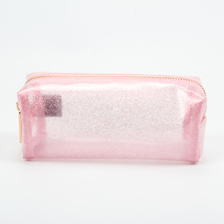 Pink Soft Glitter Cosmetic Bag For Girl Translucence Makeup Pouch Bag