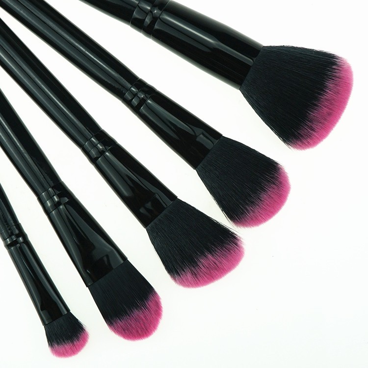 Private label luxury black synthetic hair cosmetic brush set kit with diamond makeup bag
