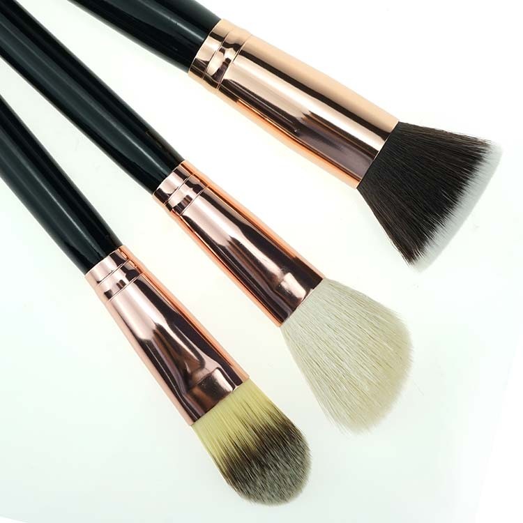 Professional rose golden makeup powder brush private cosmetics brushes makeup with pouch