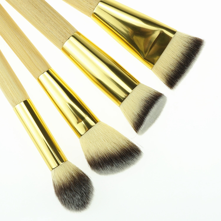 OEM Synthetic Fiber Gold Bamboo Kabuki Brush Set 8PCS Cosmetic Brushes