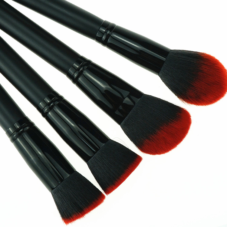 Factory Supply Classic Black &Red Vegan brush Kit Pincel de Maquiagem with Custom Logo