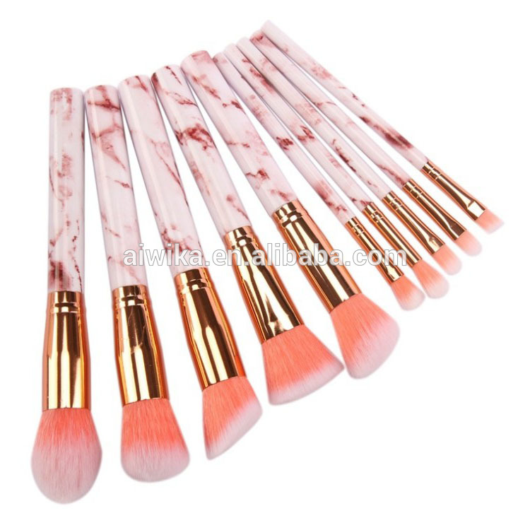 10pcs Marble Makeup Brush Cosmetic Brushes Eyeshadow Eyeliner Blush Brushes