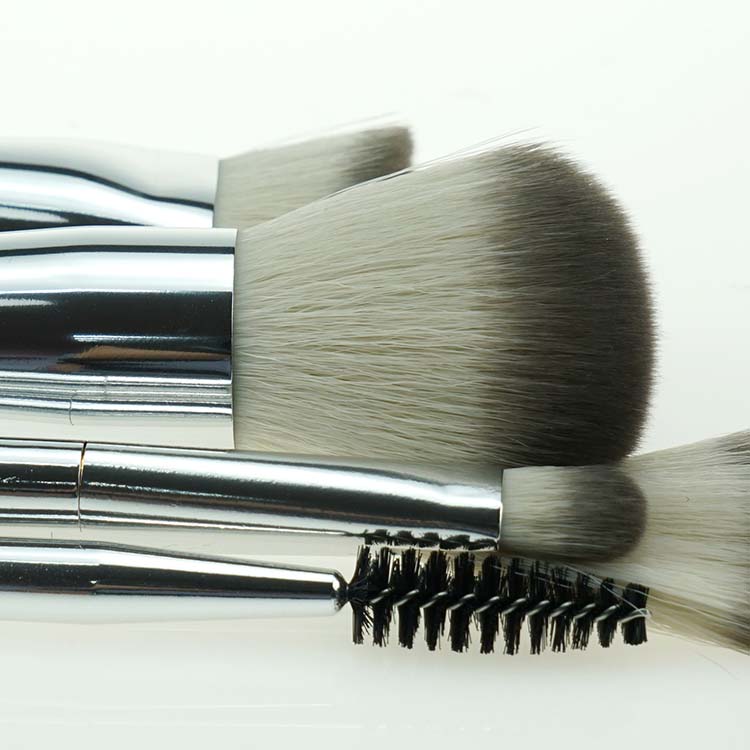 Premium Multi-Use Duo End Silver Metal Makeup Brush Set Custom Logo