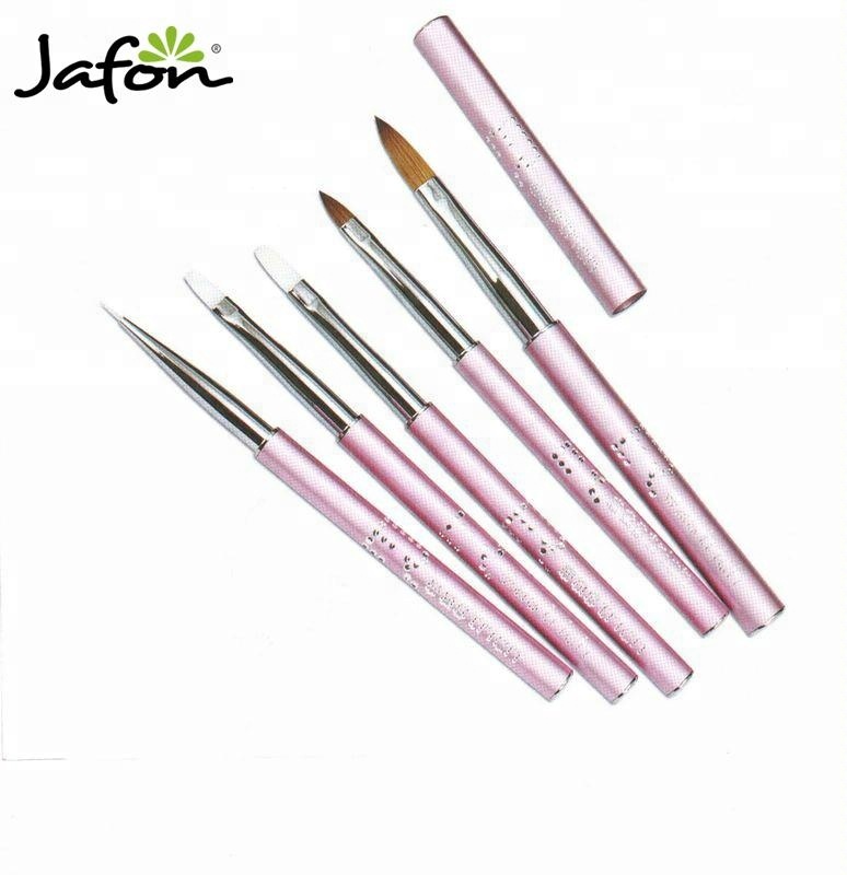 Nylon Hair Aluminium Handle Nail Polish Art Brush With Cap
