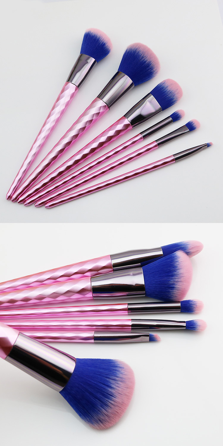 High Quality 6Pcs New Synthetic Pink Cosmetic Makeup Brush Set with case