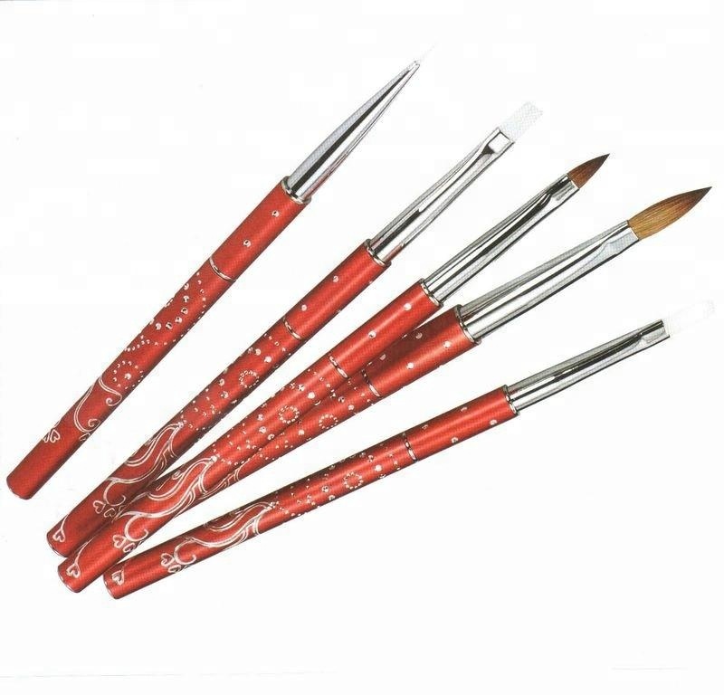Nylon Hair Aluminium Handle Nail Polish Art Brush With Cap